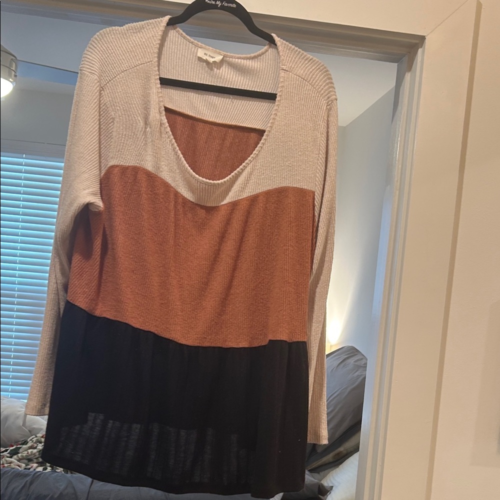 Elegant Women's Tunic - Cream, Tan, and Black